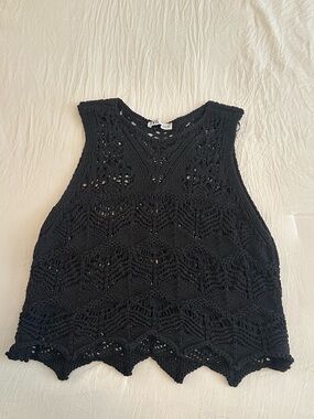 ZARA Black Knit Sleeveless Top size L